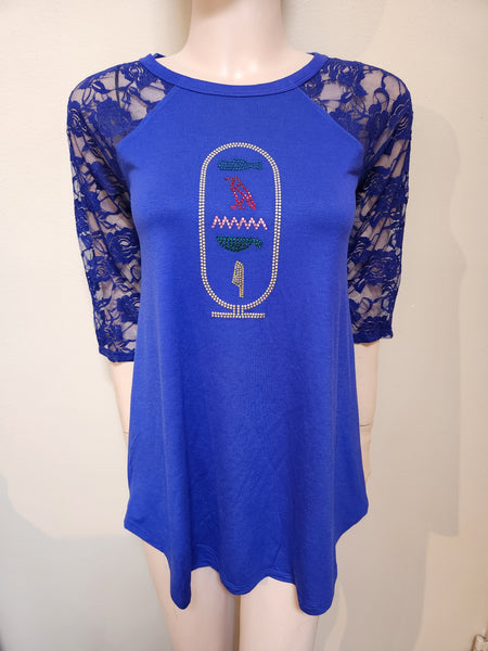 ITEM # 301 ROYAL BLUE TOP WITH CARTOUCHE DESIGN